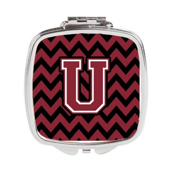 Carolines Treasures Letter U Chevron Garnet and Black Compact Mirror CJ1052-USCM